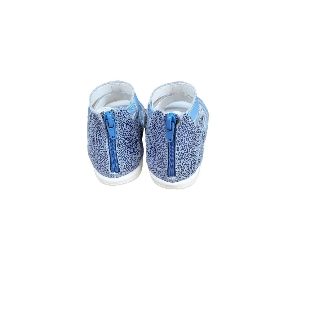 UMI Sandals 5.5 Toddler Girls Blue Shimmer‎ Open Toe Back Zip Ankle Shoes